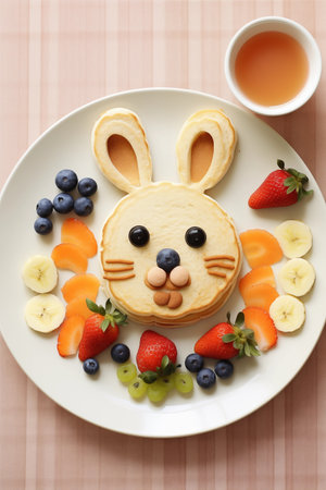 Children's idea breakfast. Healthy food for baby. Food art mealの素材