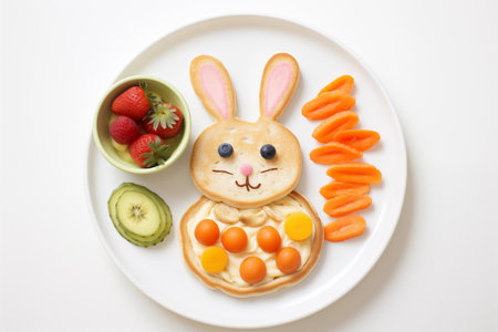 Children's idea breakfast. Healthy food for baby. Food art mealの素材