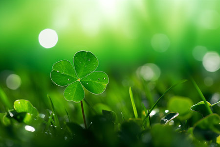 St. Patrickâs Day. Green background. Clover, shamrock. Card template, party invitation design. Bannerの素材