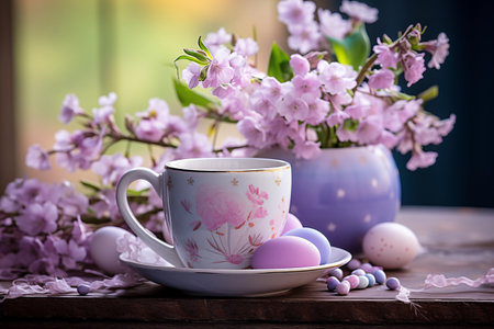 Easter Monday. Happy Easter backdrop with  eggs. Card templateの素材