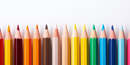 Back to school background. Home study, studentship. Education and knowledge. Colourful pencils. Autumn, Septemberの素材