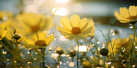 Summertime, summer. Flowers field backgroundの素材