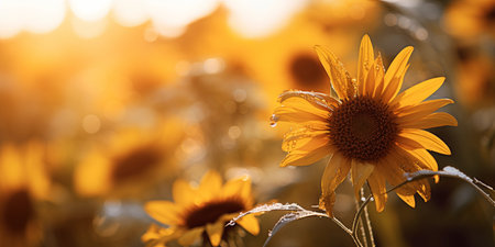 Summertime, summer. Flowers field backgroundの素材