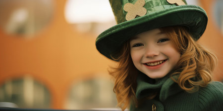 St. Patrickâs Day celebrating. Green background. Clover, shamrock. Card template, party invitation design. Bannerの素材