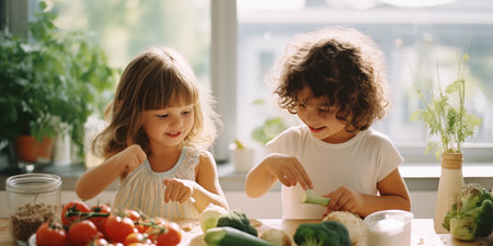 Kids food. Children's healthy food. Cozy breakfast, dinner. Food for babyの素材