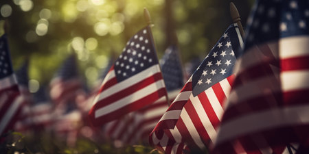 Independence day of America cupcake background. USA flag. Memorial day.の素材