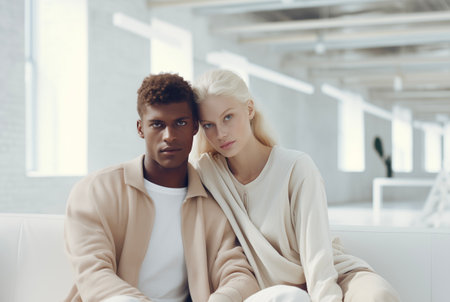 smiling, man, woman, beautiful, happy, girl, together, togetherness, attractive, handsome, mixed race, female, people, cheerful, male, urban, couple, closeness, hugging, boyfriend, girlfriend, multiracial, multiethnic, happiness, young adult, love, young, affectionate, style, stylish, street, eyeglasses, casual, relationship, fashionable, afro, multicultural, interracial, young adults, african american, caucasian man, smile, european, emotion, home, emotional, lovers, valentines dayの素材