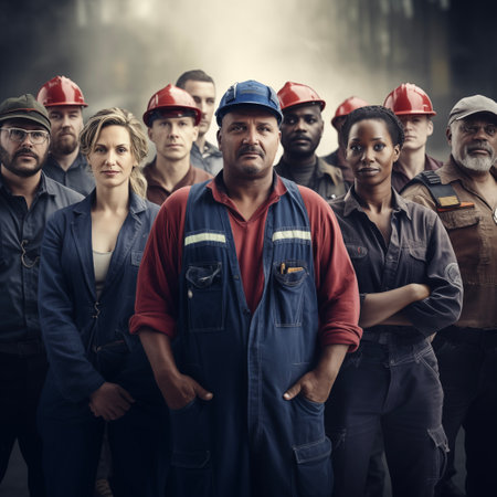 Labour day concept diverse group of workersの素材