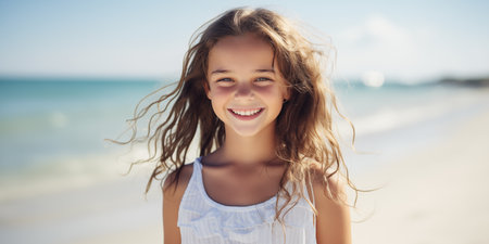 Woman on beachの素材