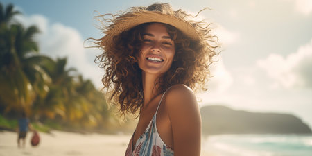 Woman on beachの素材