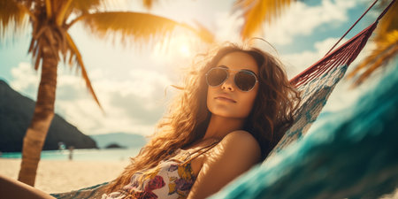 Woman on beachの素材