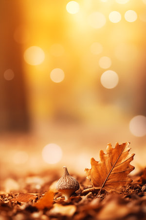 Cozy Autumn backdrop. Falling leaves backdrop. Park, nature, outdoor. Decoration Halloween backgroundの素材