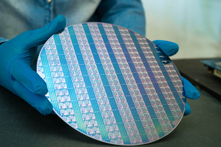 Silicon wafer for manufacturing semiconductor of integrated circuit.の写真素材