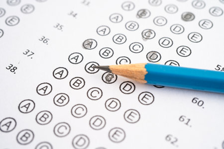 Answer sheets with pencil drawing fill to select choice education.の写真素材