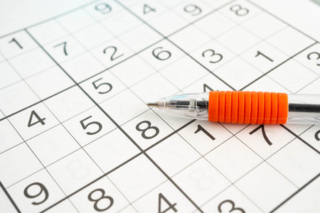 Sudoku puzzle, brain game for developing Alzheimer disease in senior patient.の写真素材