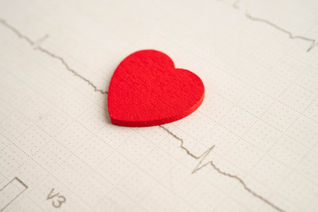 Electrocardiogram ECG, heart wave, heart attack, cardiogram report.の写真素材