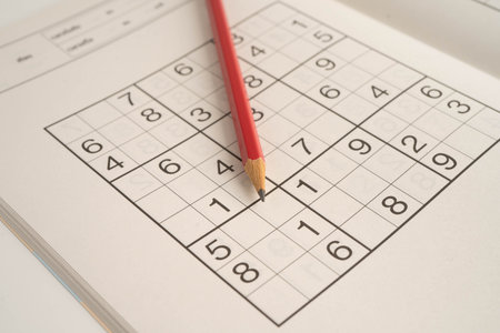 Sudoku puzzle, game to play for developing brain in senior.の写真素材