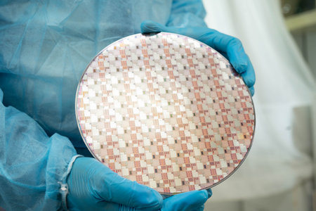 Silicon wafer for manufacturing semiconductor of integrated circuit.の写真素材