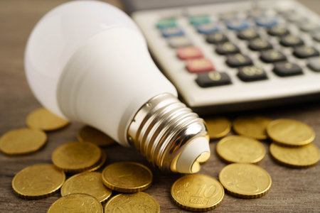 Cost of electric utilities with light bulb for payment.