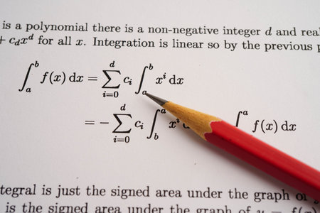 Pencil on mathematic formula exercise test paper in education school.