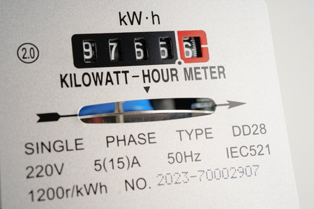 Electric measuring power meter for energy cost at home and office.