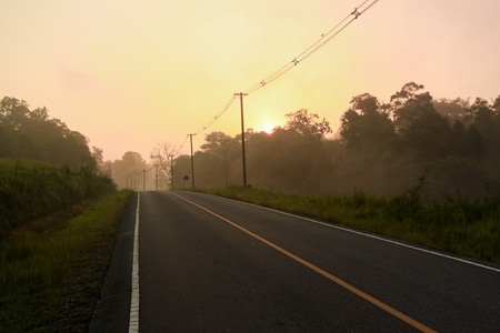 Road in the morning with beatiful skyの写真素材