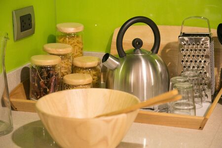 Empty wooden bowlの写真素材