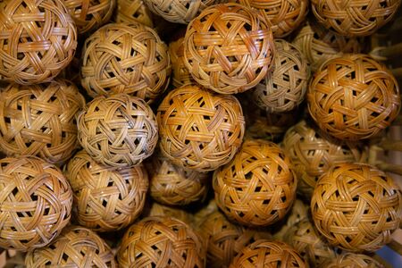 Rattan balls or Takraw balls made of rattan used in sport in Thailandの写真素材