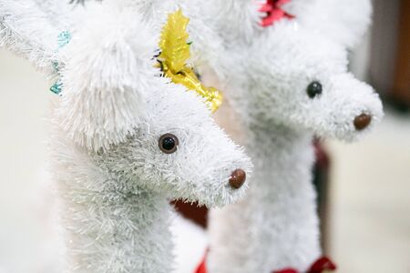 Christmas decoration white reindeer.の写真素材