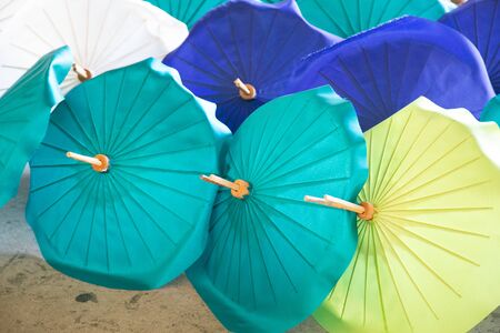 Paper umbrella handmade umbrella of Ban Bo-sang Chiang Mai Asia Thailand.の写真素材