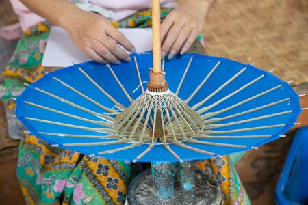 Paper umbrella handmade umbrella of Ban Bo-sang Chiang Mai Asia Thailand.の写真素材