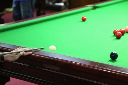 snooker ball on the green snooker table.