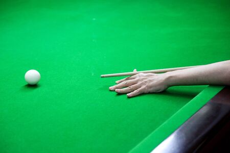 snooker ball on the green snooker table.の写真素材