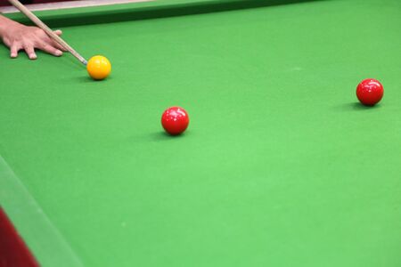 snooker ball on the green snooker table.