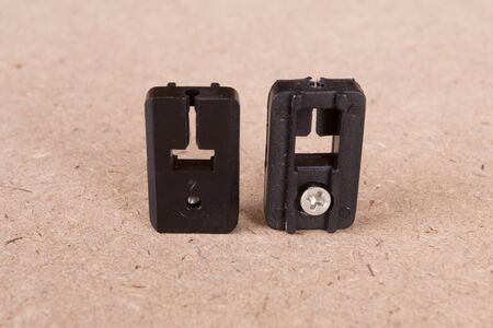 Pvc Plastic Window parts isolated on brown background