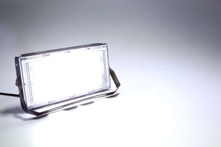 LED floodlight, outdoor light equipment. Isolated on white background.の写真素材