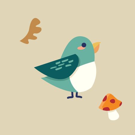 Bird Cartoon character illustration vector design.のイラスト素材