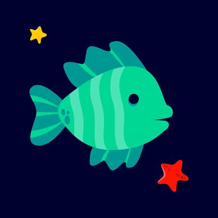 Fish Cartoon character illustration vector design.のイラスト素材