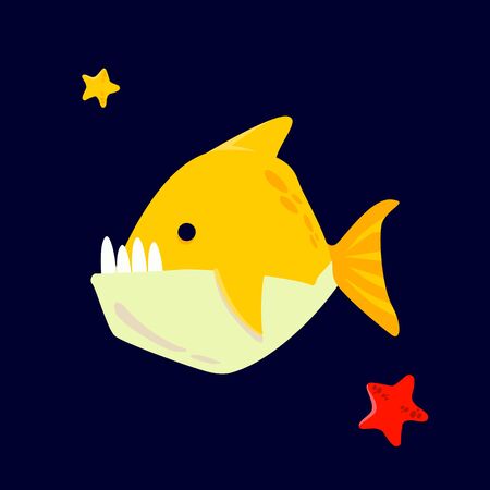Piranha Cartoon character illustration vector design.のイラスト素材