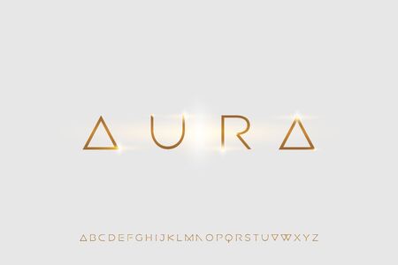 aura, a modern sans serif alphabet display font. minimalist typography designのイラスト素材