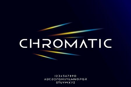 Chromatic, an abstract technology science alphabet font. digital space typography vector illustration designのイラスト素材