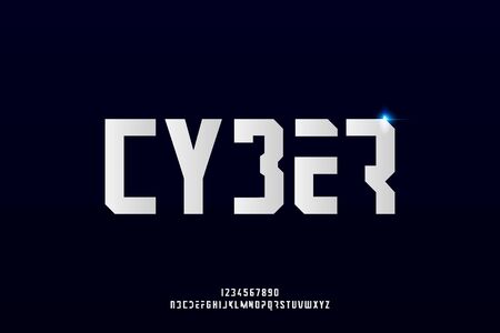 cyber, an Abstract technology futuristic alphabet font. digital space typography vector illustration designのイラスト素材