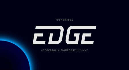 Edge, an abstract sporty technology alphabet font. digital space typography vector illustration designのイラスト素材