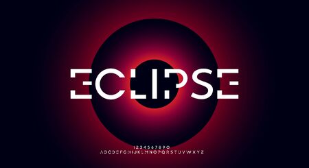 Eclipse, an abstract technology science fiction alphabet sans serif font. digital space typography vector illustration designのイラスト素材
