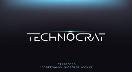 Technocrat, an abstract elegant technology futuristic alphabet font. digital space typography vector illustration designのイラスト素材