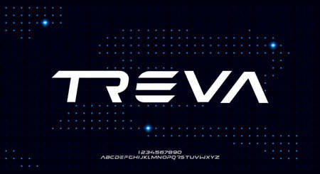 Treva, a bold modern sans serif typeface alphabet font. vector illustration designのイラスト素材