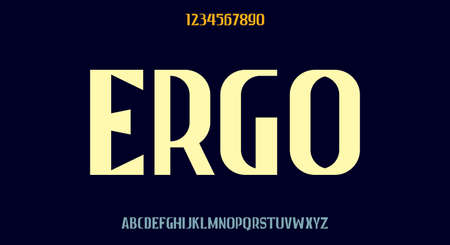 Ergo, tall bold display font, modern typeface design vector illustrationのイラスト素材