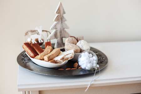Turron, mantecados and polvorones, typical spanish christmas sweetsの写真素材