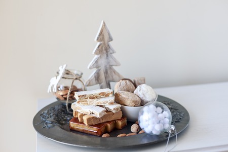 Turron, mantecados and polvorones, typical spanish christmas sweetsの写真素材