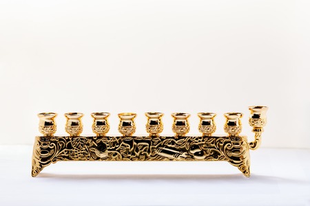 The Symbols of Hanukkah - nine-branched mehorah Hanukiahの写真素材